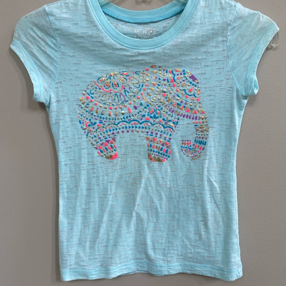 Kids Justice Blue Elephant Mosaic Tee